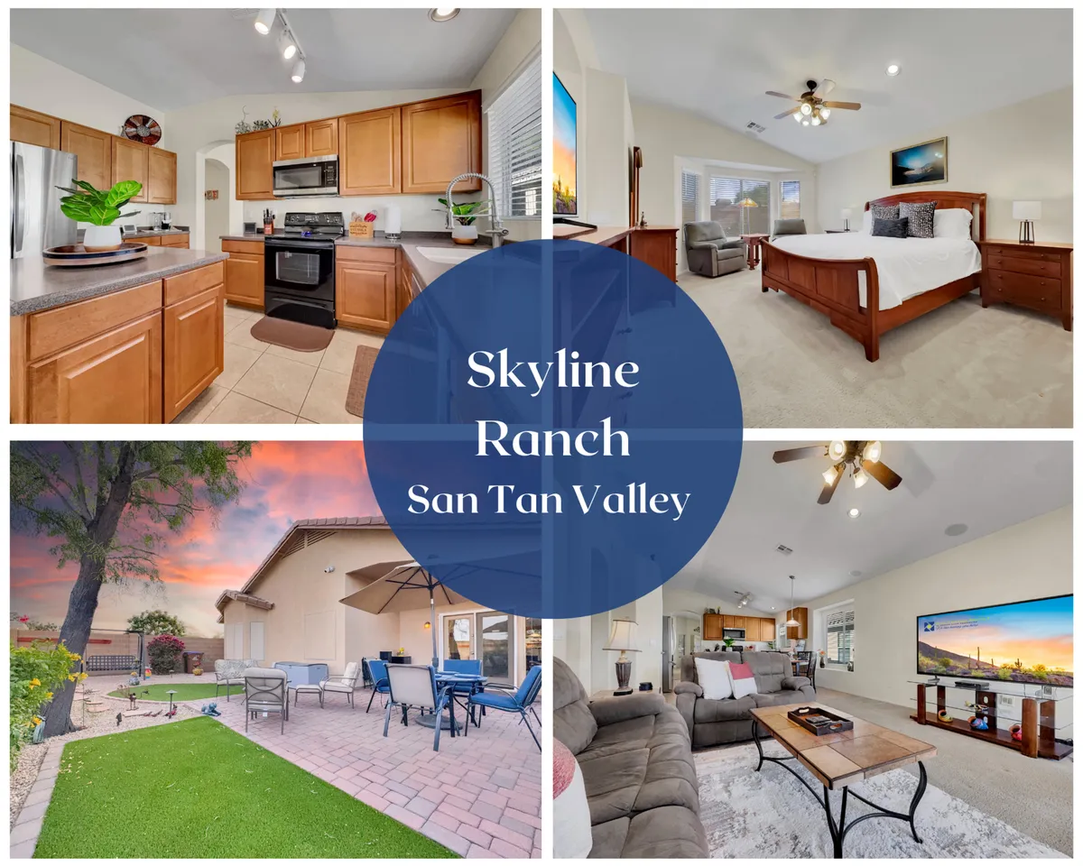 The image showcases a spacious, light-filled interior with a modern kitchen opening into a comfortable living room, a glimpse of a cozy bedroom, and sliding doors leading to an inviting outdoor space. The scene exudes a warm, homey vibe perfect for family gatherings or relaxed evenings watching the sunset from the backyard.